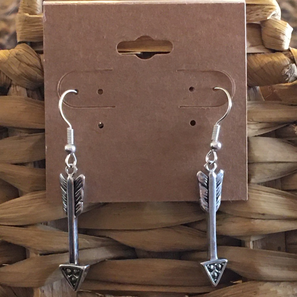 Silver plated arrow with marcasite earrings